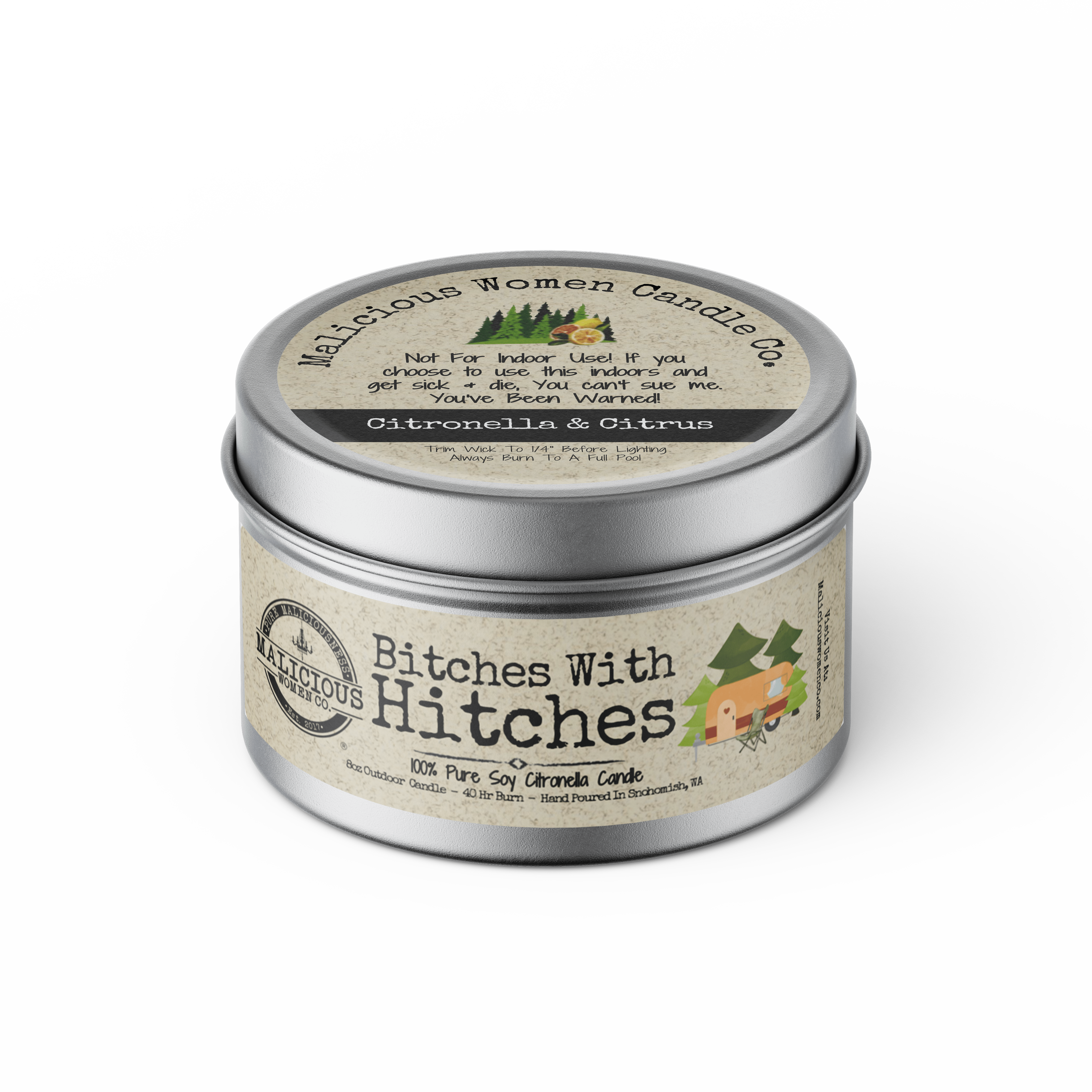 Bitches With Hitches! Outdoor Citronella Candle - Select Your Scent - Malicious Women Co. - Summer Candle