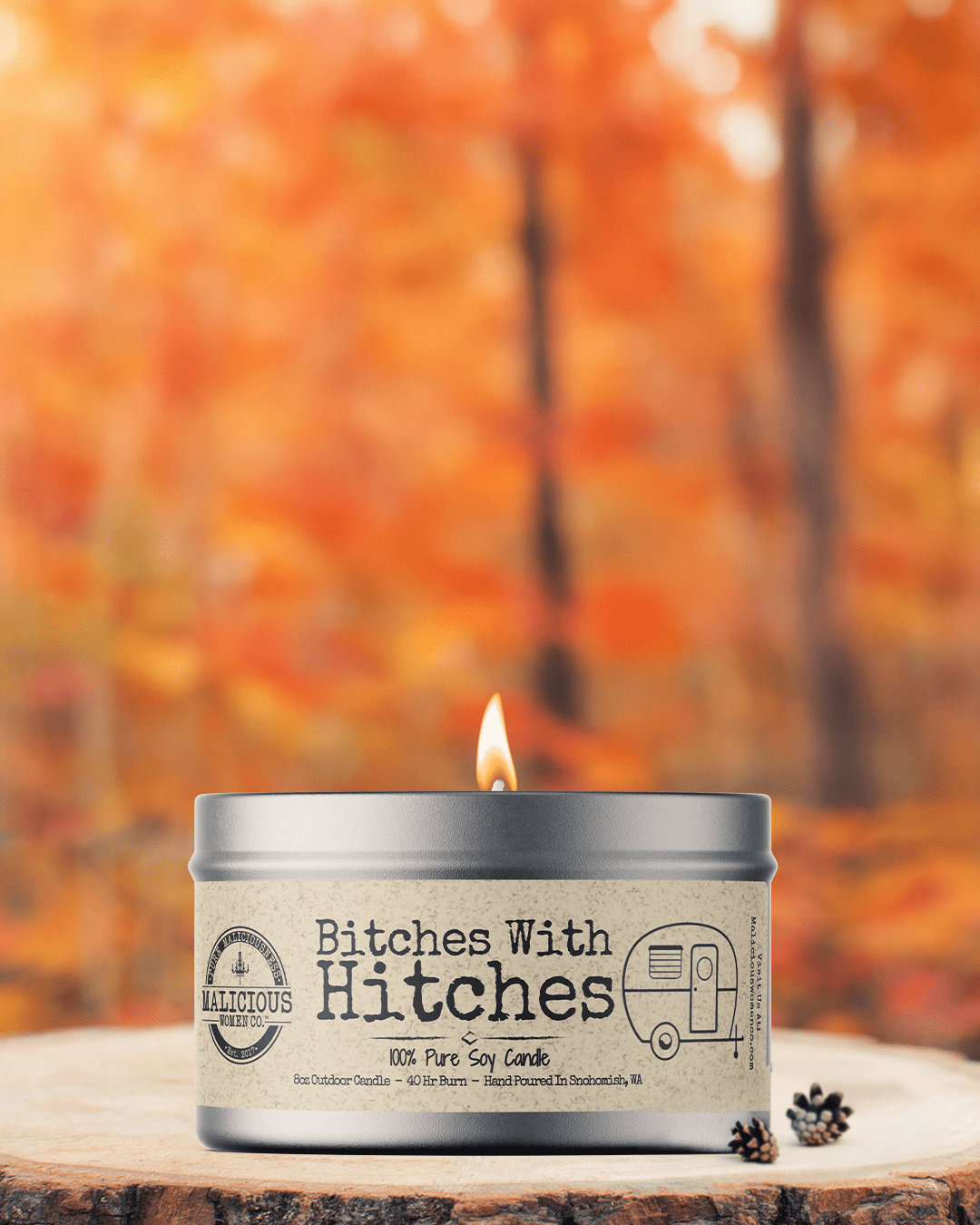 Bitches With Hitches! Outdoor Citronella Candle - Select Your Scent - Malicious Women Co. - Summer Candle