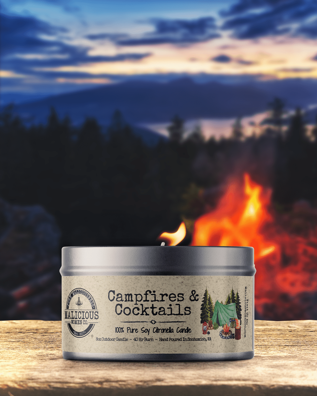 Campfires & Cocktails! Outdoor Citronella Candle - Select Your Scent - Malicious Women Co. - Summer Candle