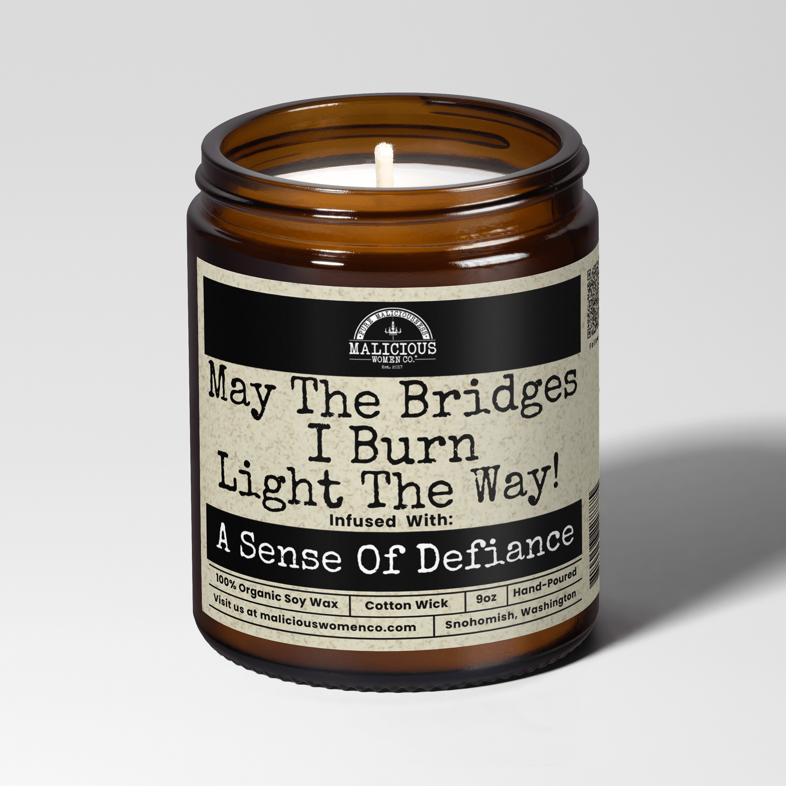 May The Bridges I Burn Light The Way 9oz Mental Health Candle Malicious Women Co - Malicious Women Co. - Candles