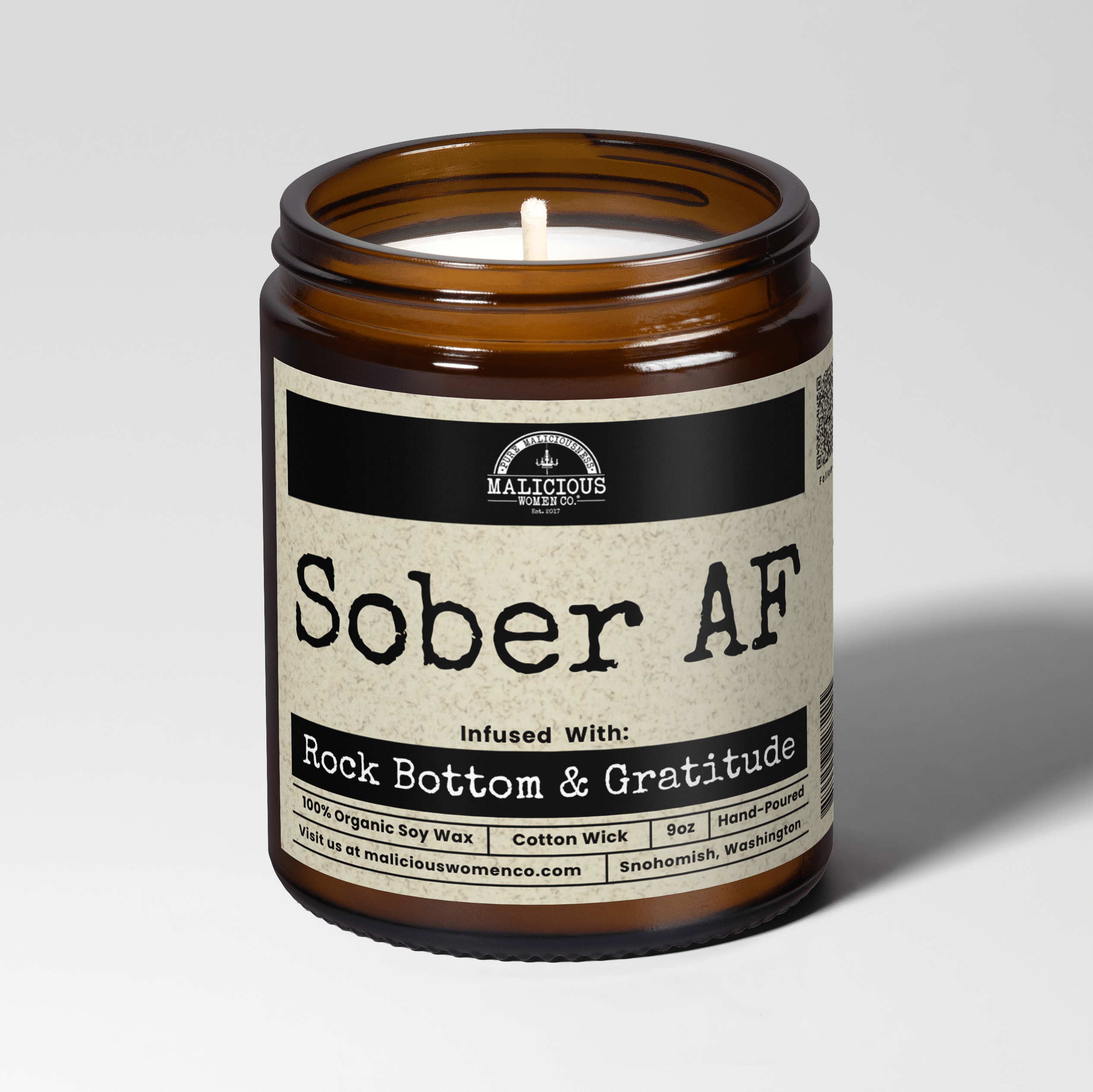 Sober AF 9oz Mental Health Candle Malicious Women Co - Malicious Women Co. - Candles